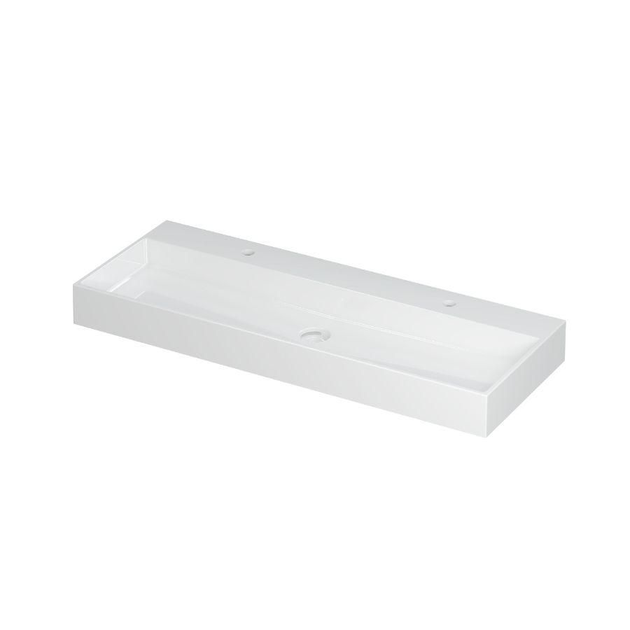 INK United Wastafel Porselein 2 kraangat GL wit 120x45