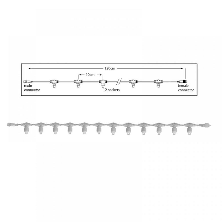 Hoofdkabel PS36 12 fitting L=1,2mtr. transparant