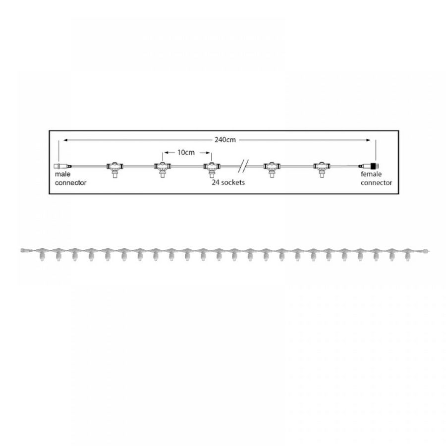 Hoofdkabel PS36 24 fitting L=2,4mtr. transparant