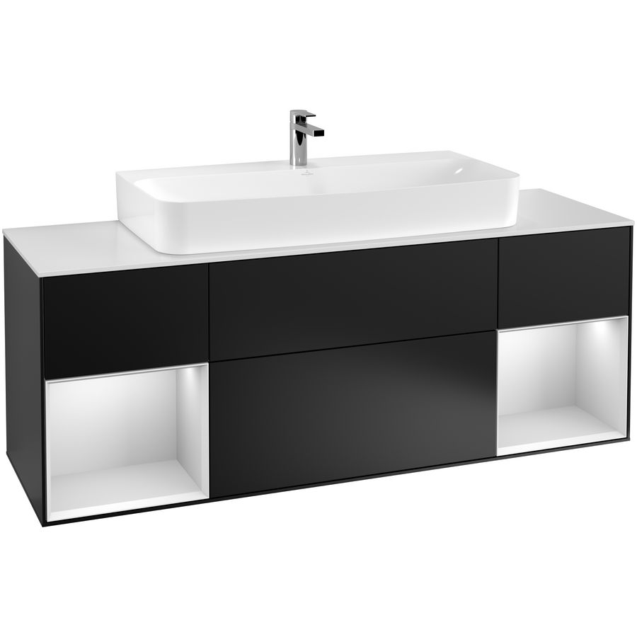 Wastafelonderkast Finion 1600x603x501mm Black Matt Lacquer F211MTPD