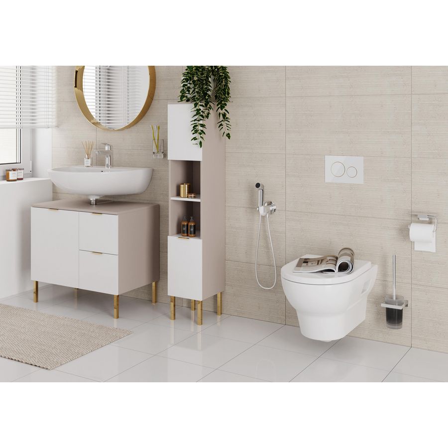 Bidet handdouche 1 straalsoort koud water+douchehouder+slang 125cm chroom