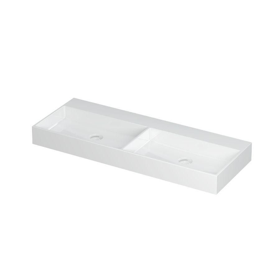 INK United Wastafel Porselein dbl zonder kraangat GL wit 120x45