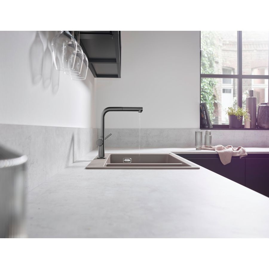 Talis M54 keukenmengkraan 270 uittrekbare uitloop 1j Brushed Black Chrome