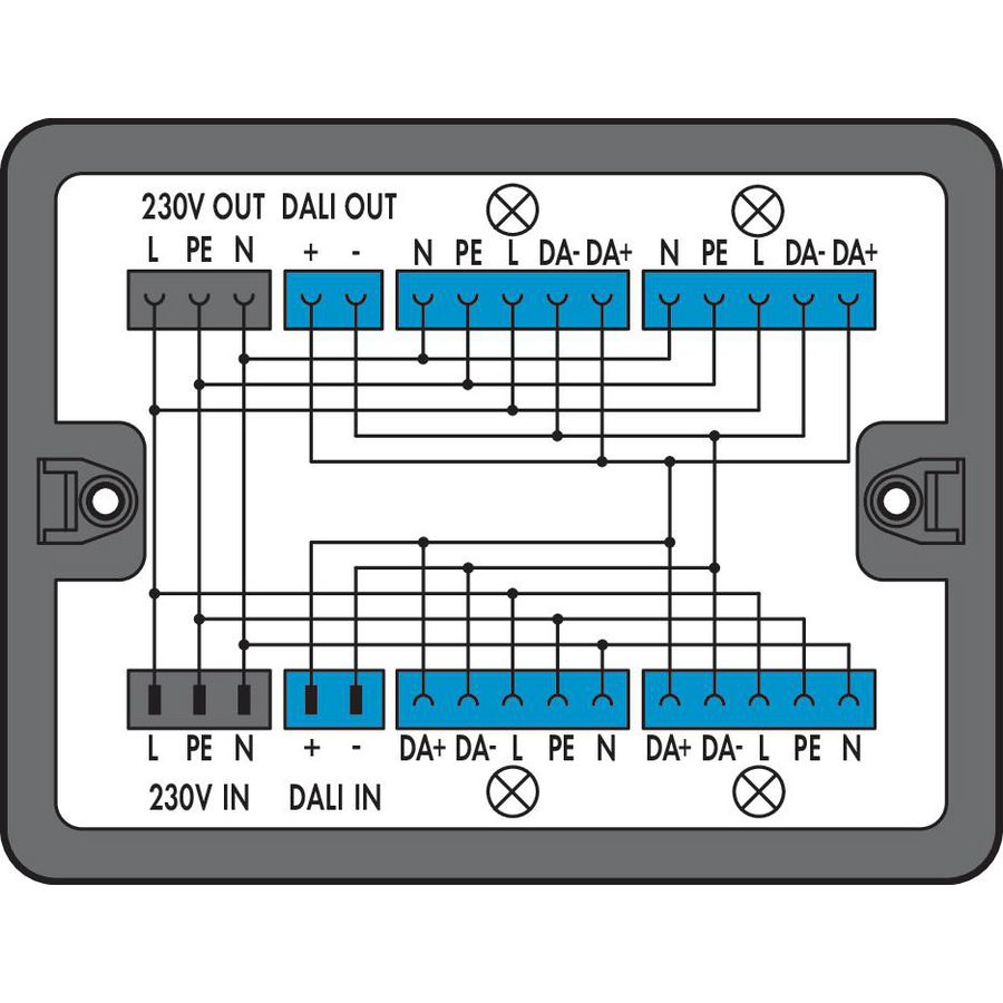 Verdeeldoos 230V + DALI 2 ingangen 899-631/181-000