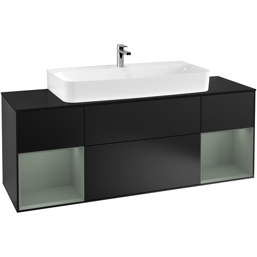 Wastafelonderkast Finion 1600x603x501mm Black Matt Lacquer F212GMPD
