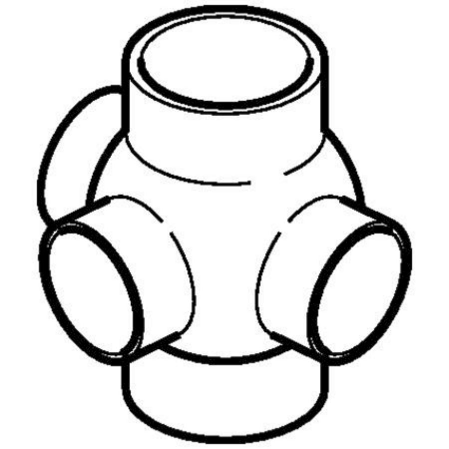 Polyethyleen (PE) kogel T-stuk 3 zij-aansluiting 90° 110mm