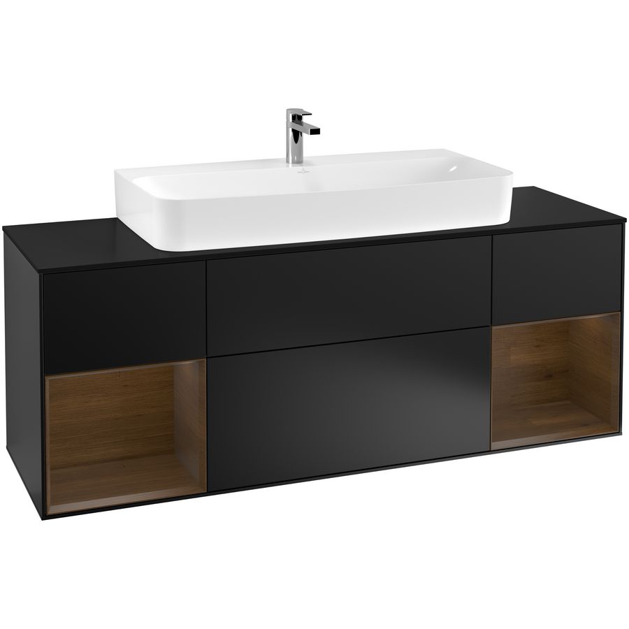 Wastafelonderkast Finion 1600x603x501mm Black Matt Lacquer F212GNPD