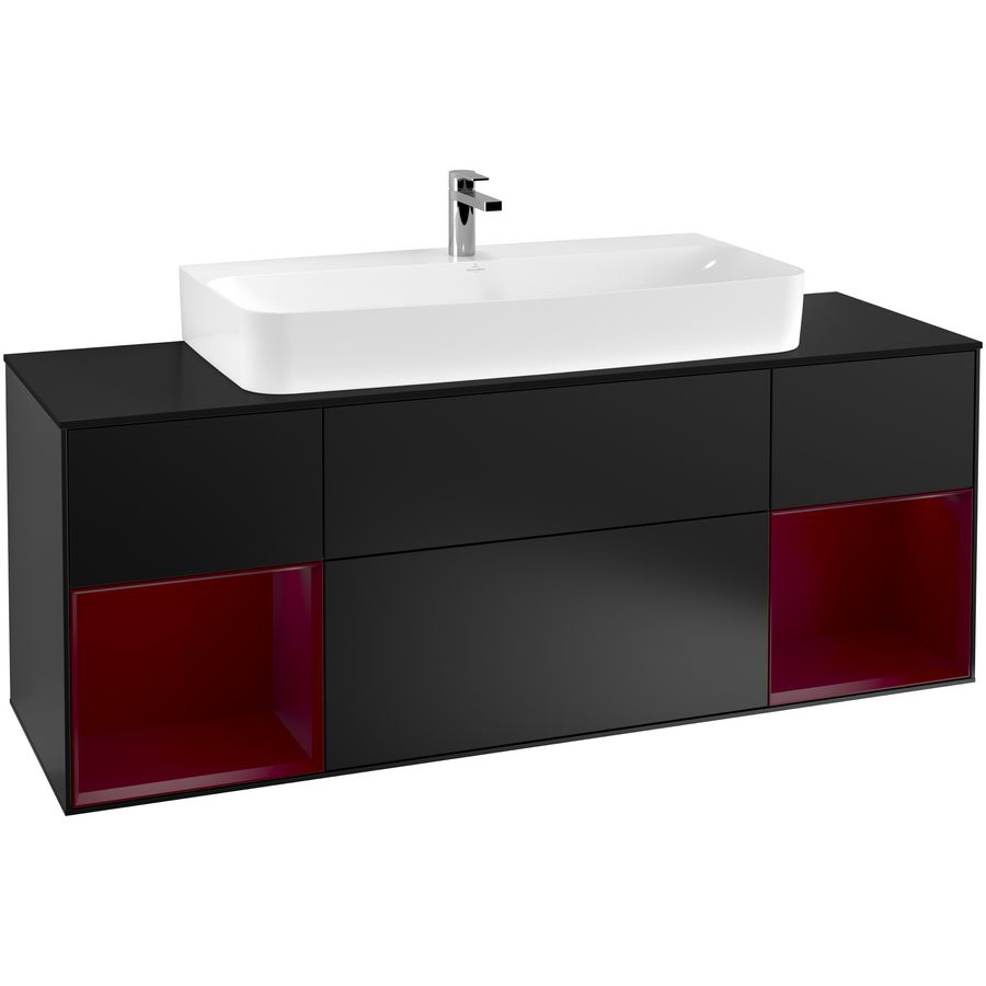 Wastafelonderkast Finion 1600x603x501mm Black Matt Lacquer F212HBPD