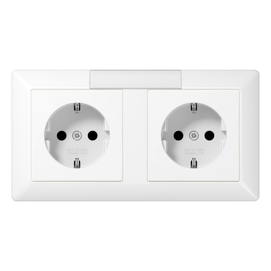 Wandcontactdoos a.wit 2-voudig m.tekstvav.wandg. AS500