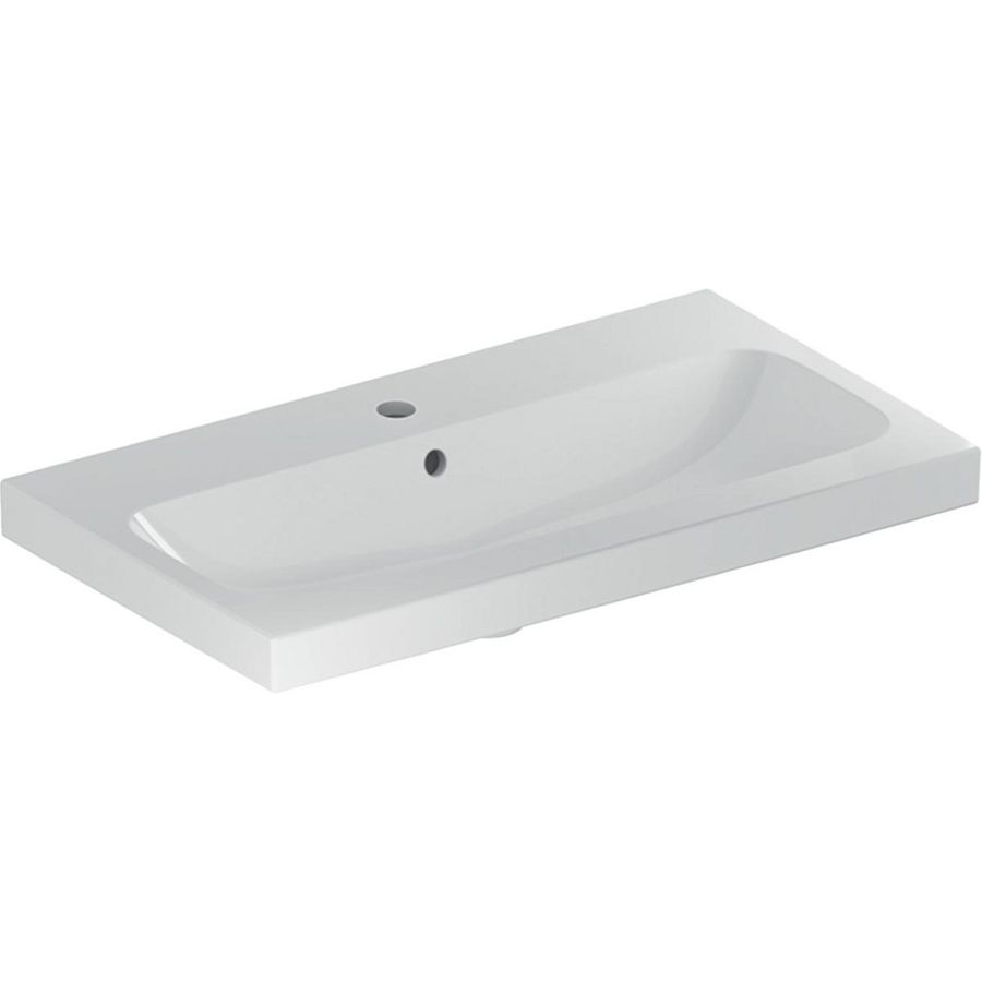 iCon Light wastafel 75x42cm met kraangat + overloop wit