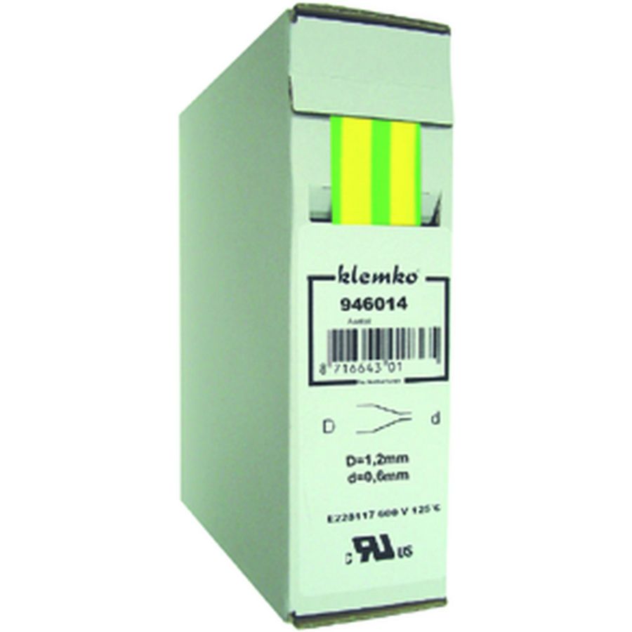 Doos a 12m. krimpkous 2:1 4,8>2,4mm geel/groen