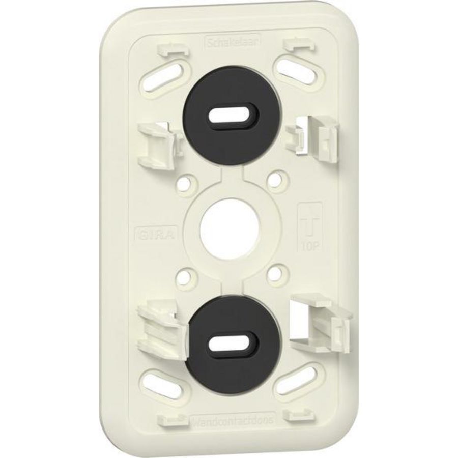 Montageplaat 2-v K/P25 kombi schakelaar /WDC ongeaard Opbouw creme wit