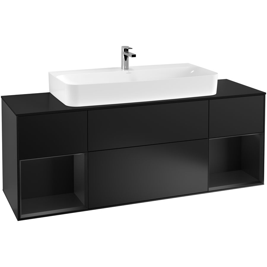 Wastafelonderkast Finion 1600x603x501mm Black Matt Lacquer F212PDPD