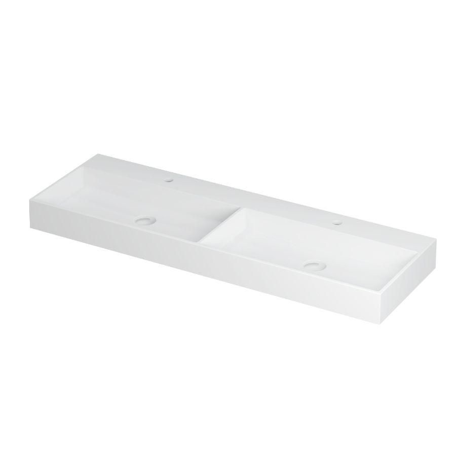 INK United Wastafel Porselein dbl 2 kraangat Mat wit 140x45