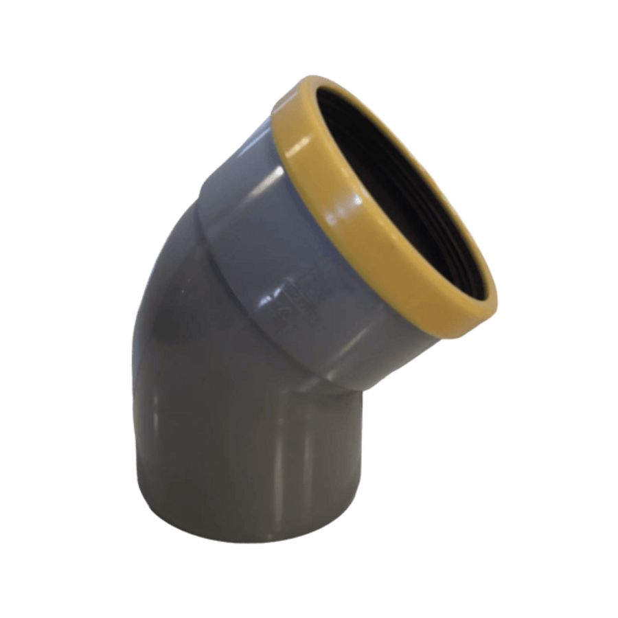 Wafix PVC manchet bocht 45° 125mm SN8 grijs mof/spie