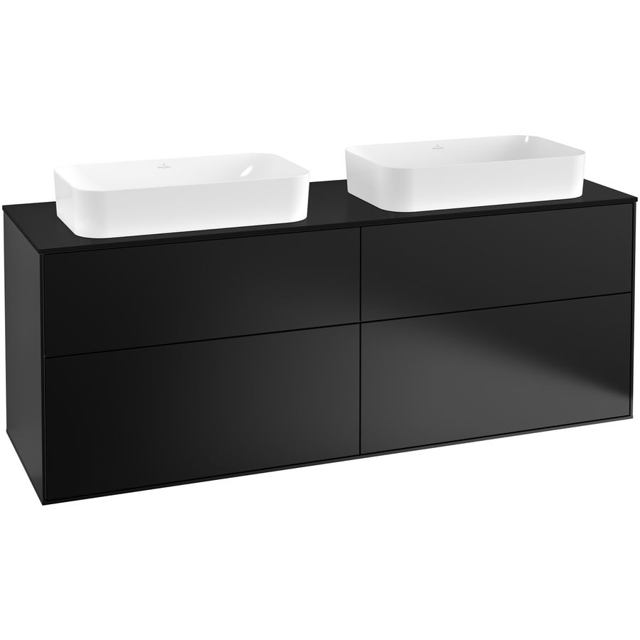 Wastafelonderkast Finion 1600x603x501mm Black Matt Lacquer F31200PD