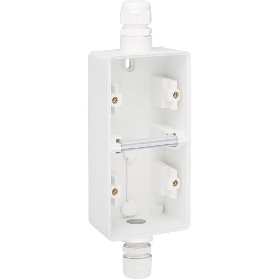 Spuitwaterdichte dubbele verticale opbouwdoos boven/onder M20 wit