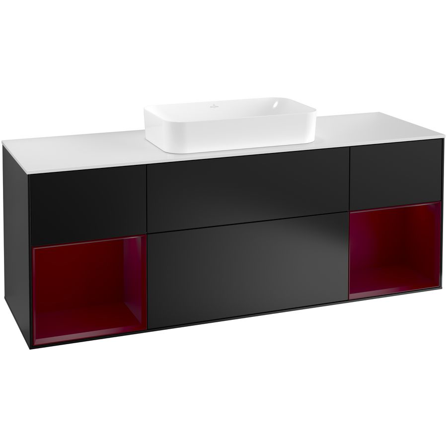 Wastafelonderkast Finion 1600x603x501mm Black Matt Lacquer F331HBPD