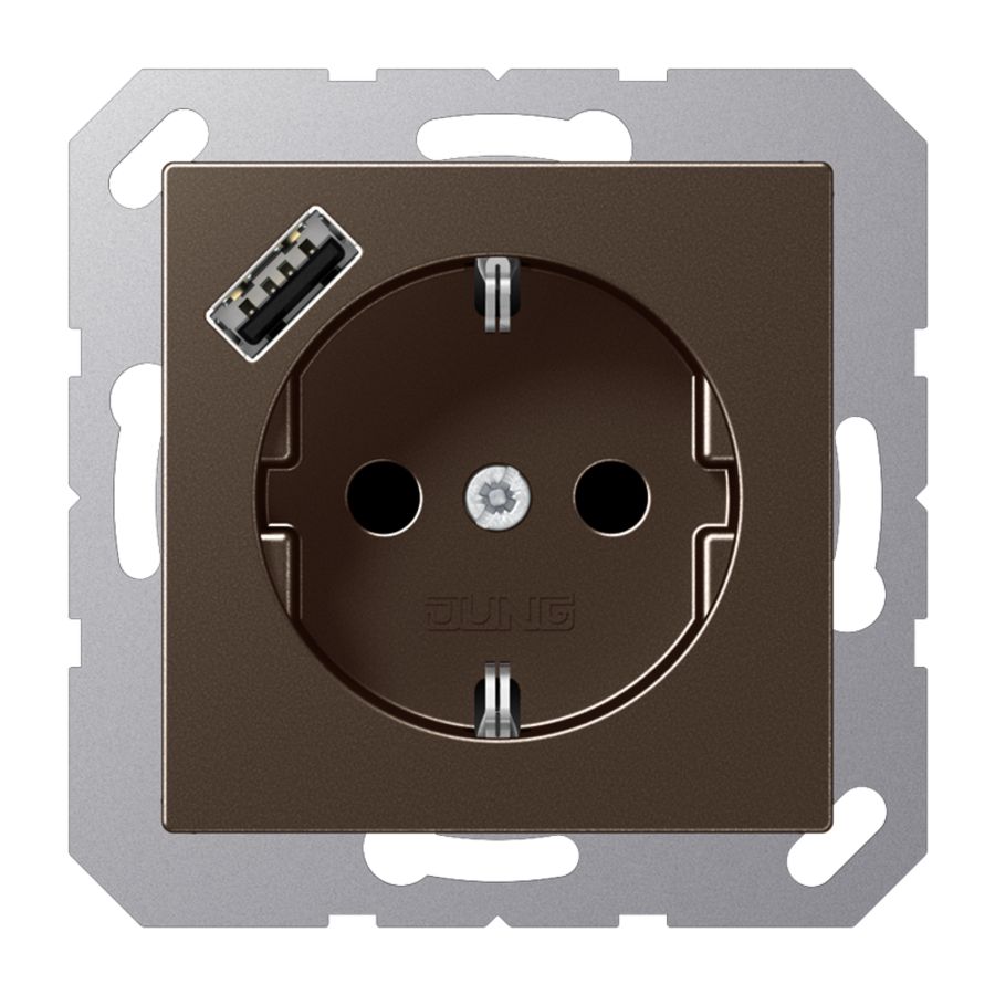 Wandcontactdoos m.lader mokka.v.USB type A AS500