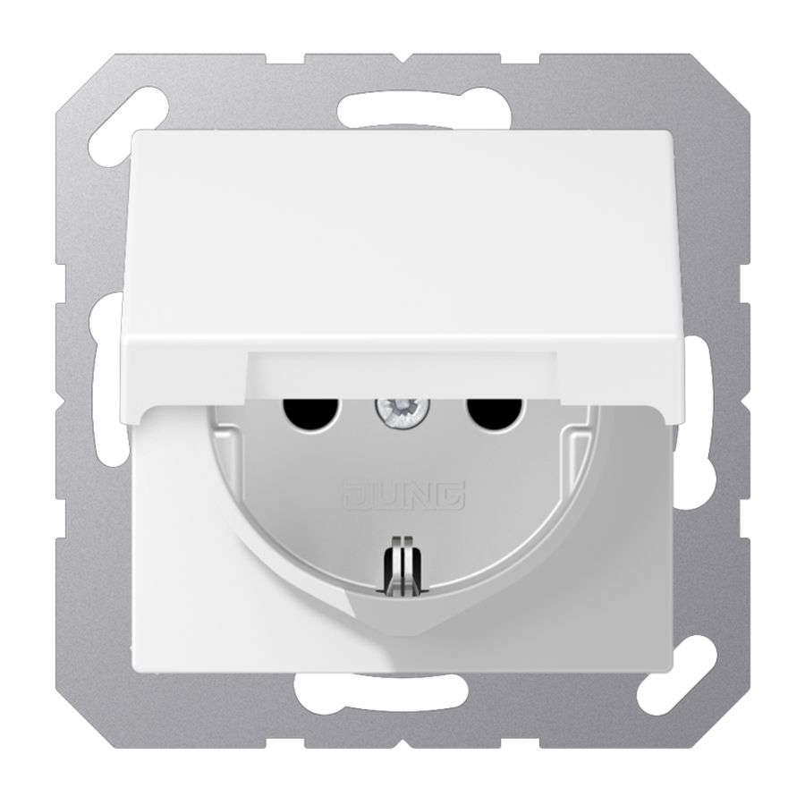 Wandcontactdoos A500 wit mat slagv m.R/A klapd.