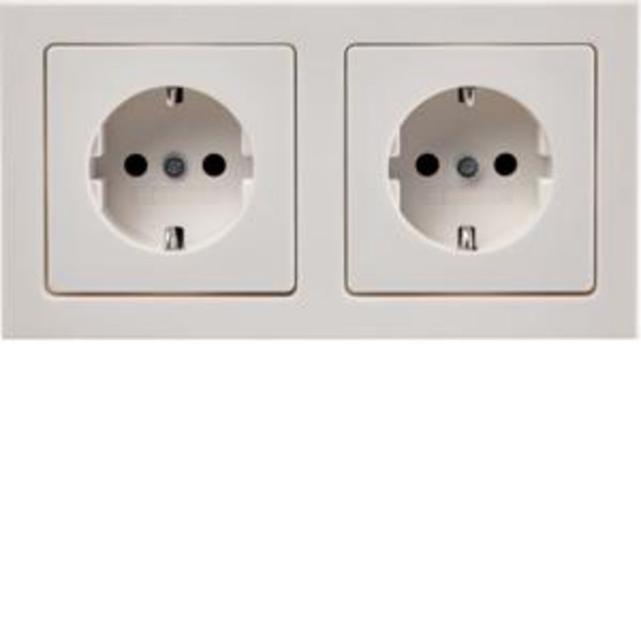 Wandcontactdoos RA 2-v afdekraam berker Q.3 polarwit