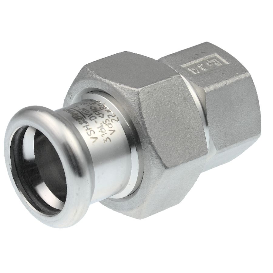 3-del. koppeling vlakd. XPress RVS 316L 18x3/4"bn.dr lang R2738 VVE=2