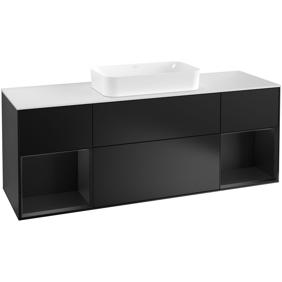 Wastafelonderkast Finion 1600x603x501mm Black Matt Lacquer F331PDPD