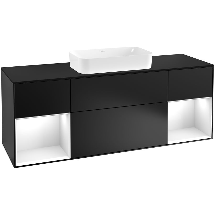Wastafelonderkast Finion 1600x603x501mm Black Matt Lacquer F332GFPD