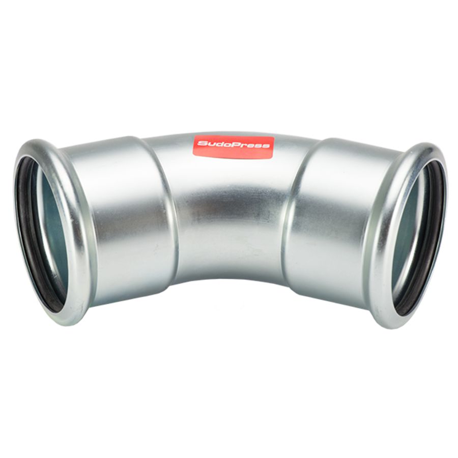 Bochtkoppeling 45° SudoPress staalverzinkt FF 108x108mm SP8041VM VVE=2