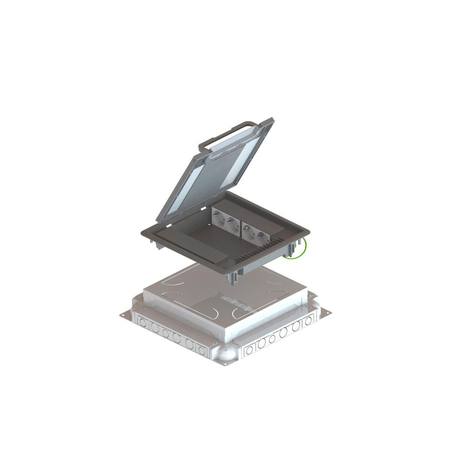 Vloerdoos 4 x Wandcontactdoos en 8 data IK-3