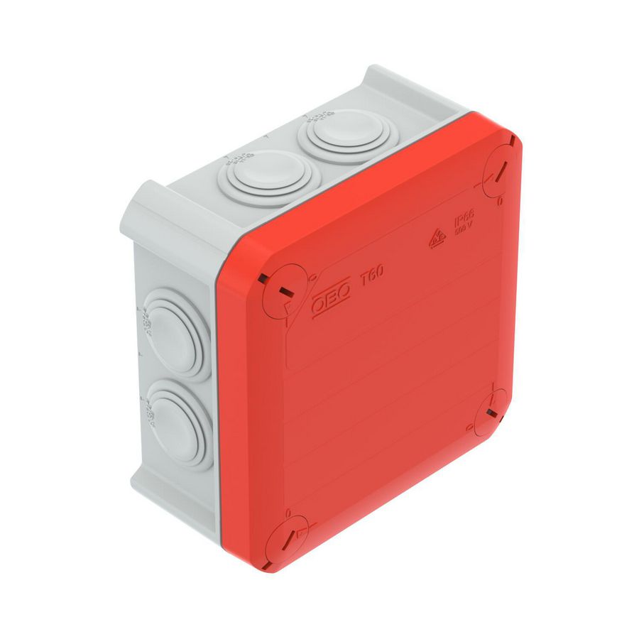 Kabeldoos invoeren rode deksel 114x114x57 grijs/rood VVE=5