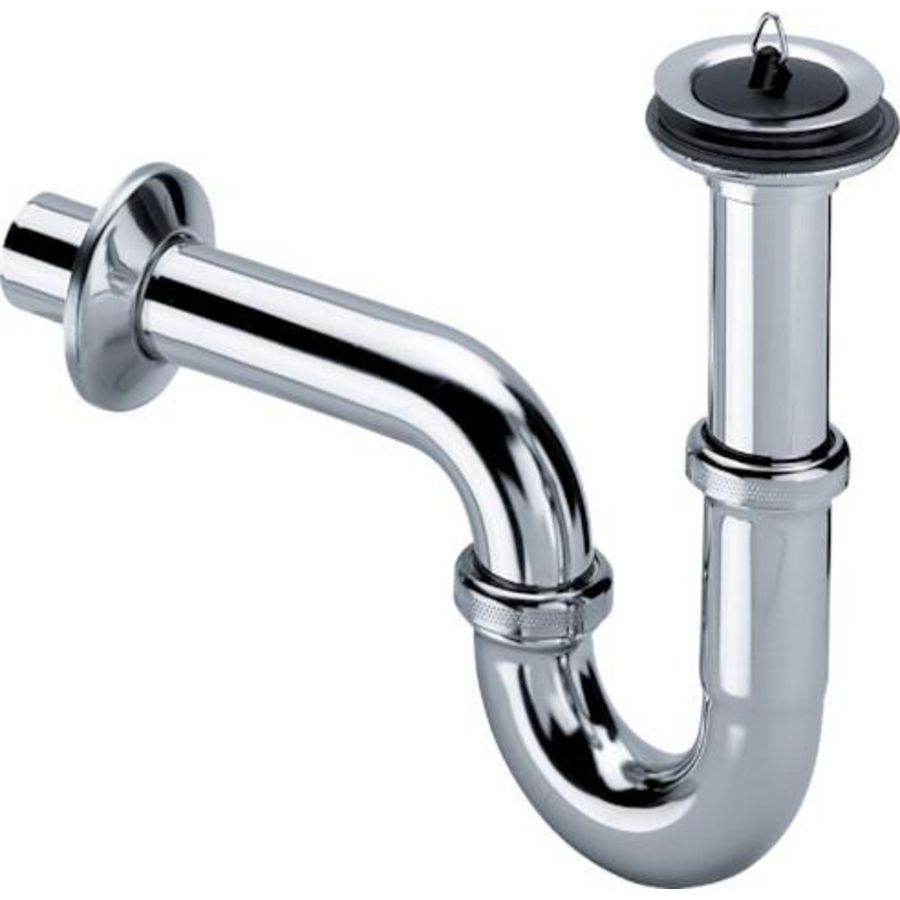 Plugbuissifon 1.1/4" chroom incl. muurbuis en rozet