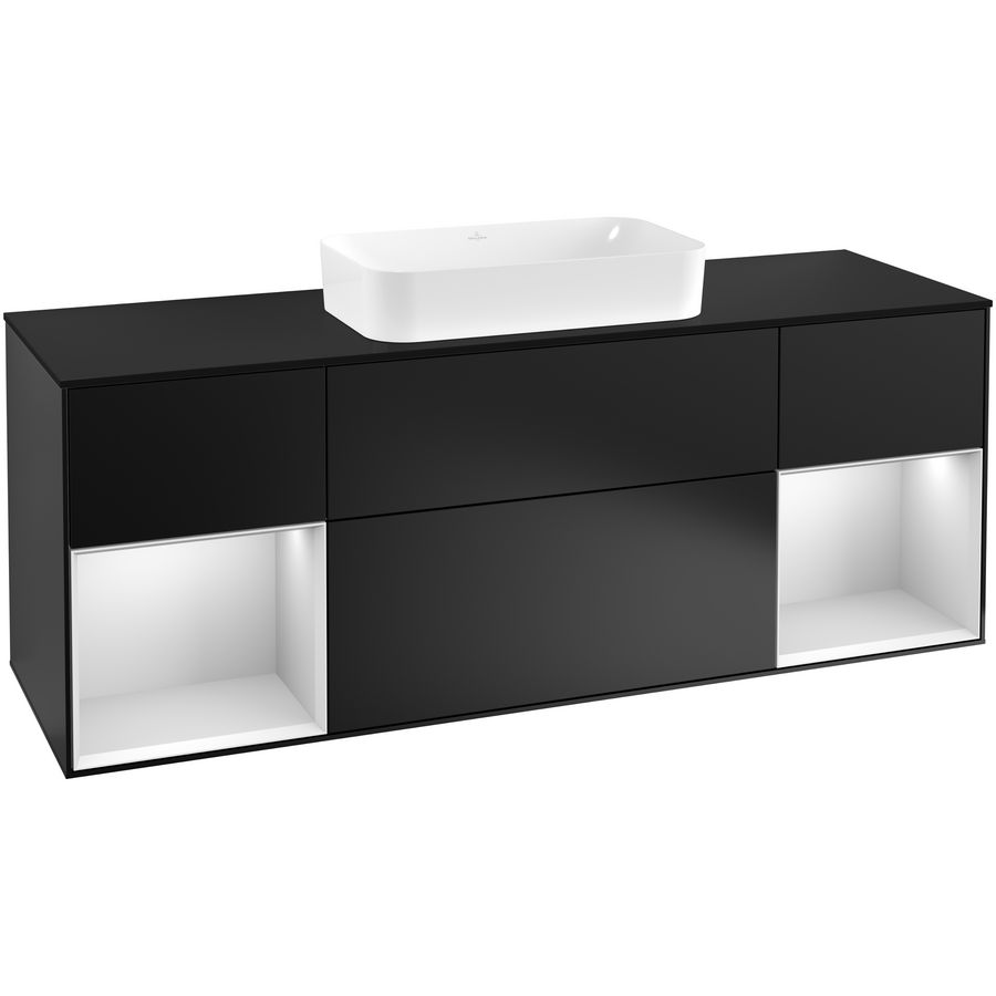 Wastafelonderkast Finion 1600x603x501mm Black Matt Lacquer F332MTPD