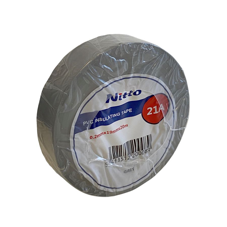 PVC isolatie tape grijs 19mm x 20m VVE=100