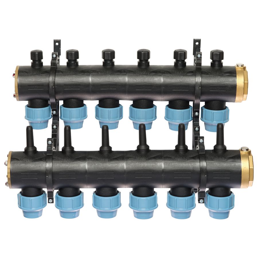 Brineverdeler 4430 2 "kunststof + PE-koppeling 40mm 6-groepen