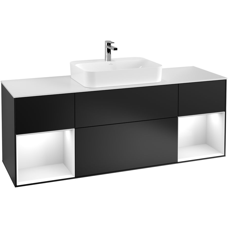 Wastafelonderkast Finion 1600x603x501mm Black Matt Lacquer F451GFPD