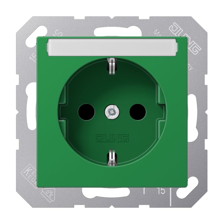 Wandcontactdoos groen slagv v.a.v.& tekstvast A500