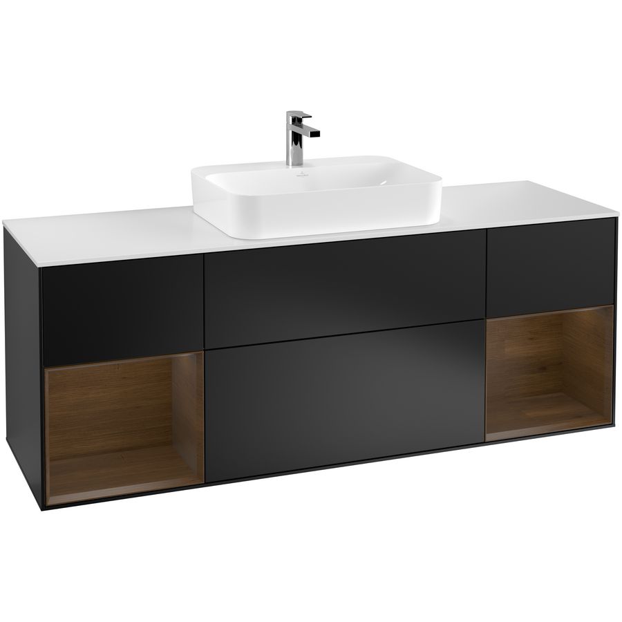 Wastafelonderkast Finion 1600x603x501mm Black Matt Lacquer F451GNPD