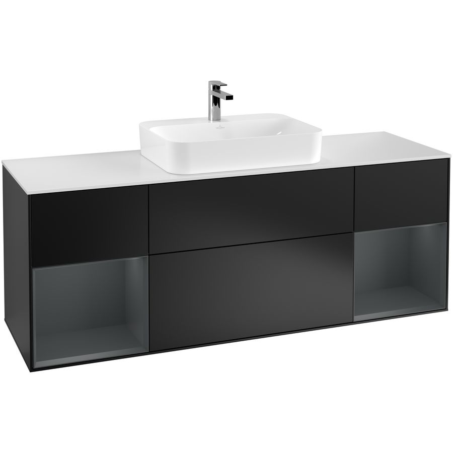 Wastafelonderkast Finion 1600x603x501mm Black Matt Lacquer F451HGPD