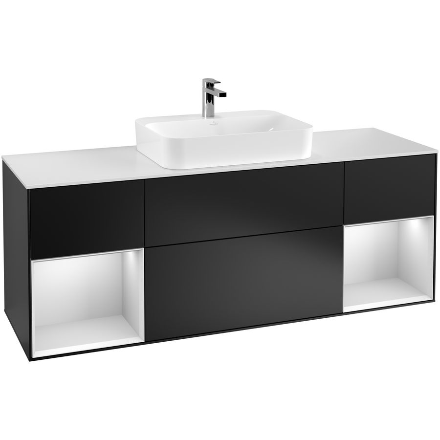Wastafelonderkast Finion 1600x603x501mm Black Matt Lacquer F451MTPD