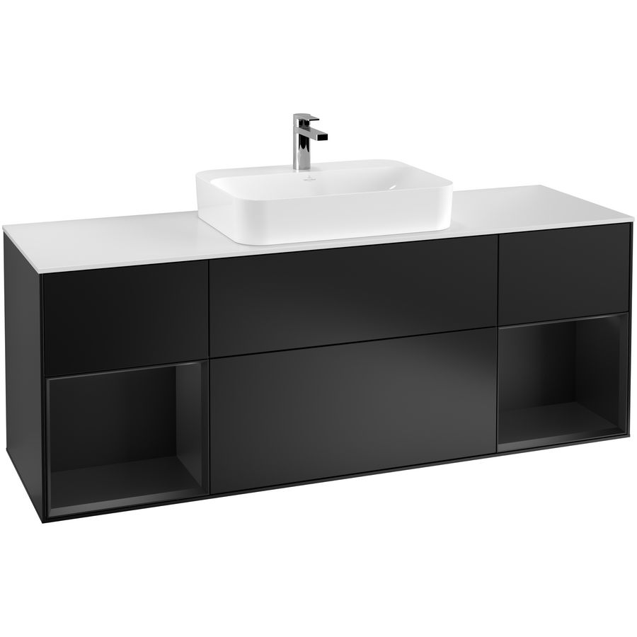 Wastafelonderkast Finion 1600x603x501mm Black Matt Lacquer F451PDPD