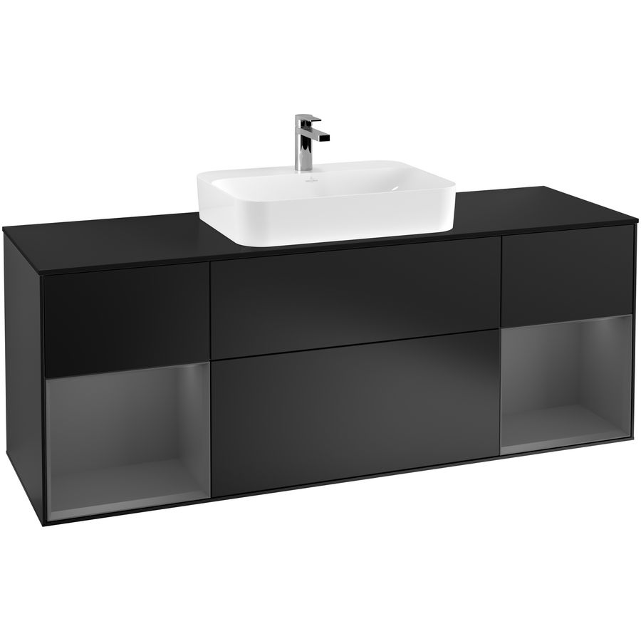Wastafelonderkast Finion 1600x603x501mm Black Matt Lacquer F452GKPD