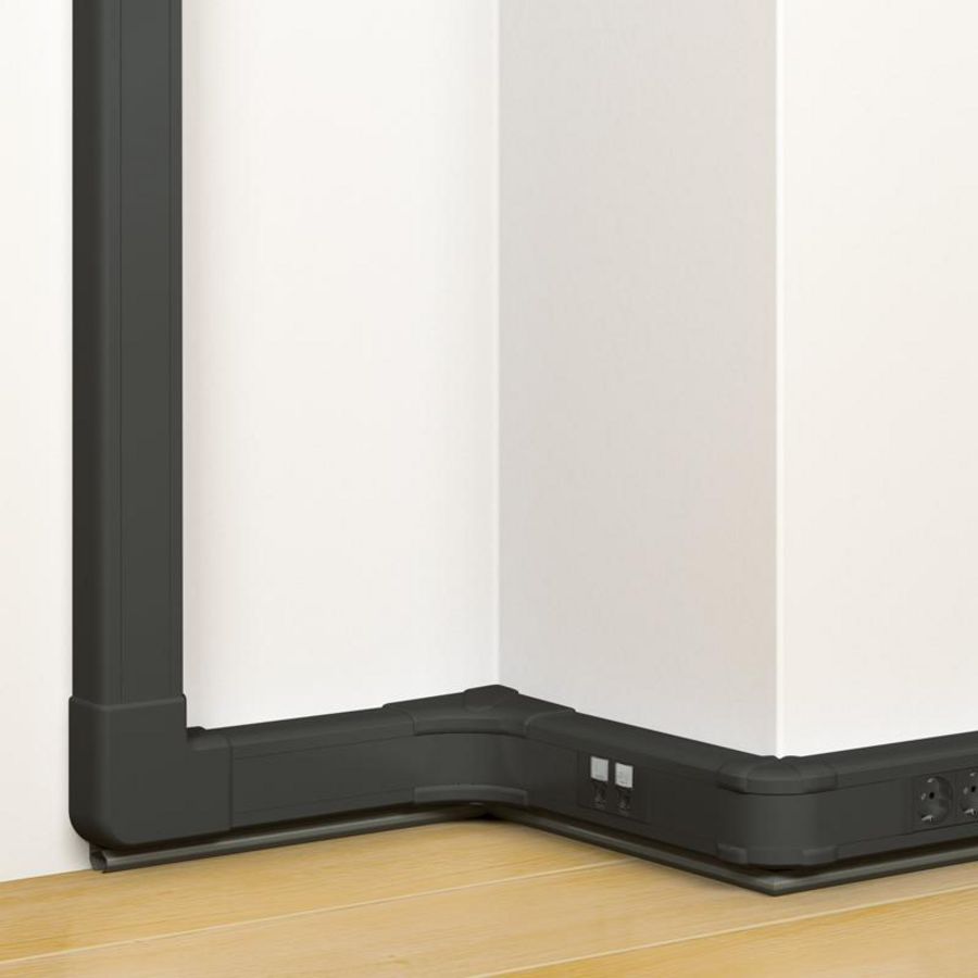 Lengte a 2m. Wandgoot 50x80 zwart snap-on DLP