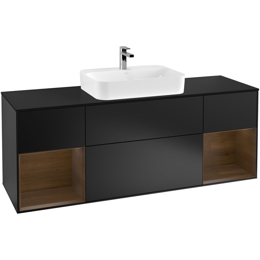 Wastafelonderkast Finion 1600x603x501mm Black Matt Lacquer F452GNPD
