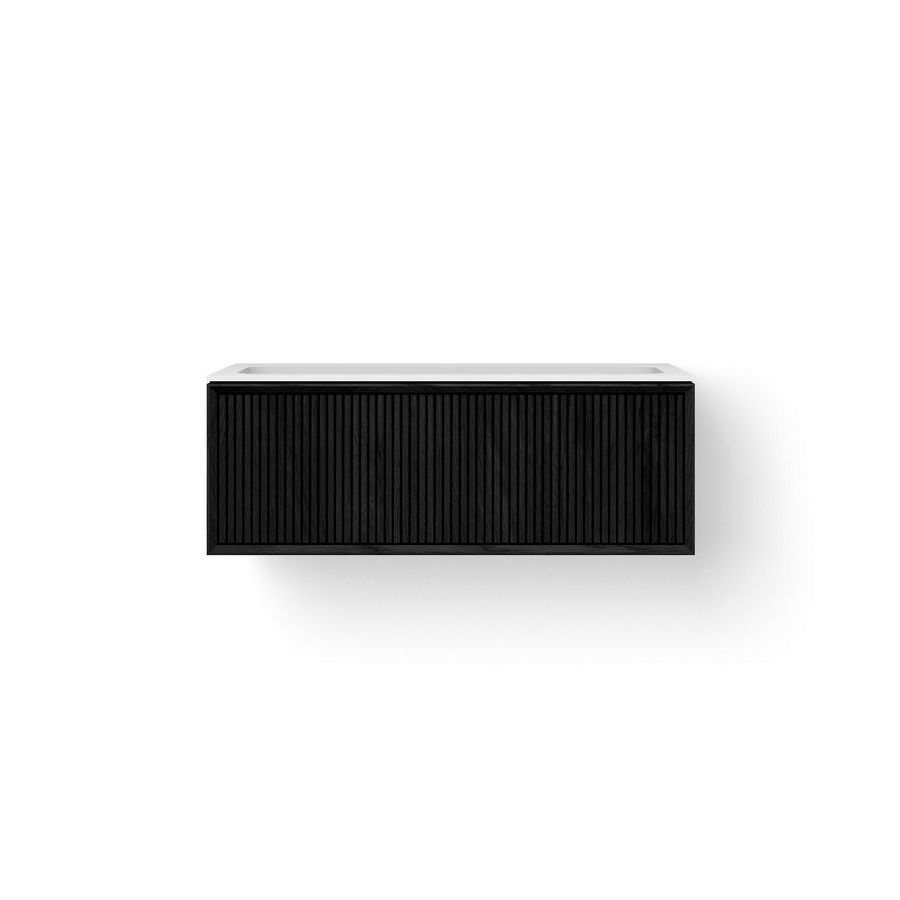 Wastafelmeubel SOLID FACET STRIPES 1000mm Solid Surface 1x wasbak 850mm 1x la zwart