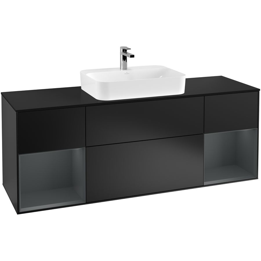Wastafelonderkast Finion 1600x603x501mm Black Matt Lacquer F452HGPD