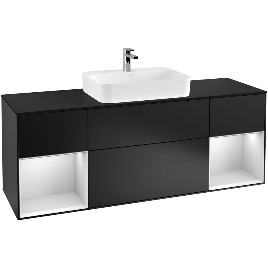 Wastafelonderkast Finion 1600x603x501mm Black Matt Lacquer F452MTPD