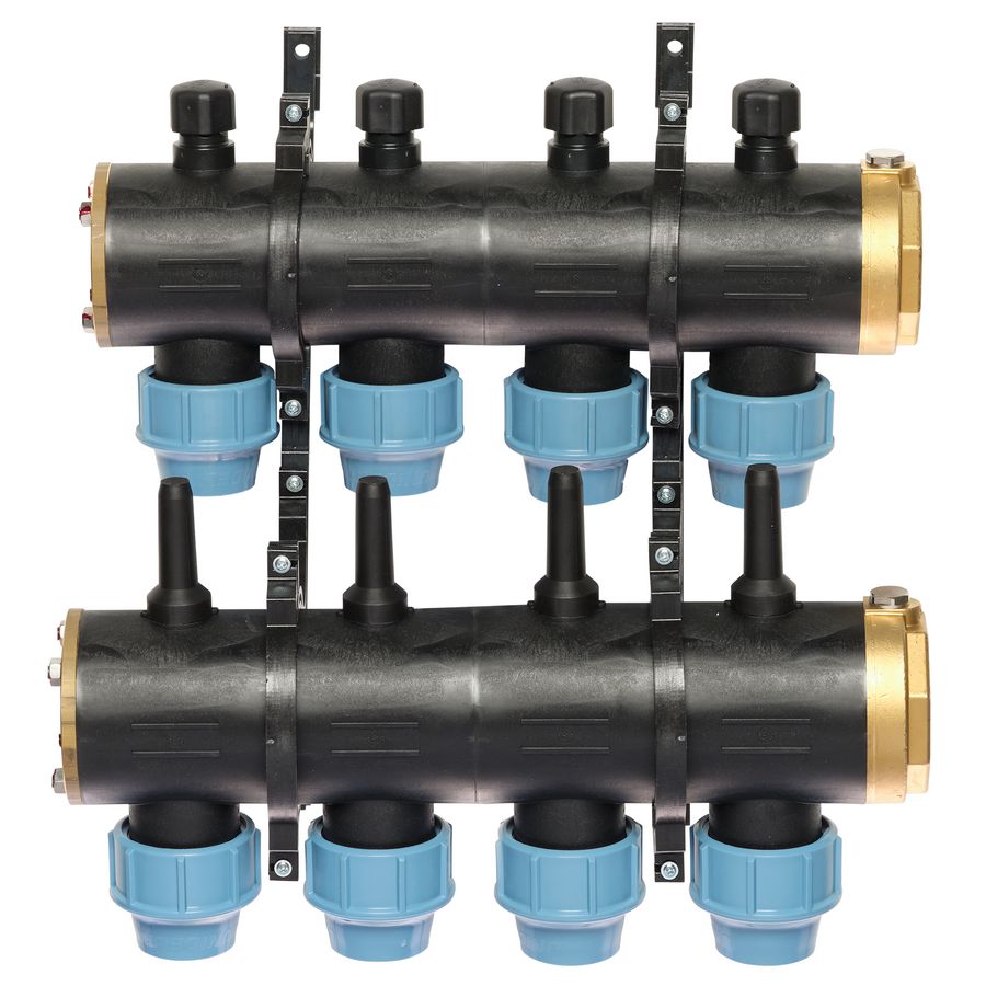 Brineverdeler 4430 2 "kunststof + PE-koppeling 40mm 4-groepen