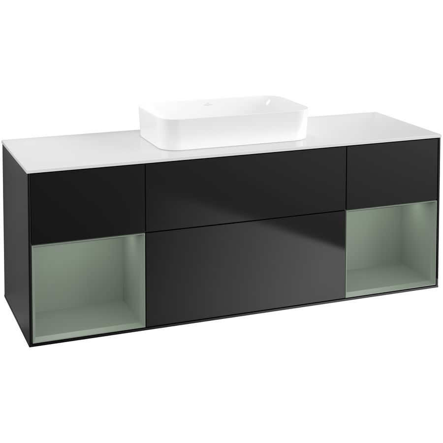 Wastafelonderkast Finion 1600x603x501mm Black Matt Lacquer F741GMPD
