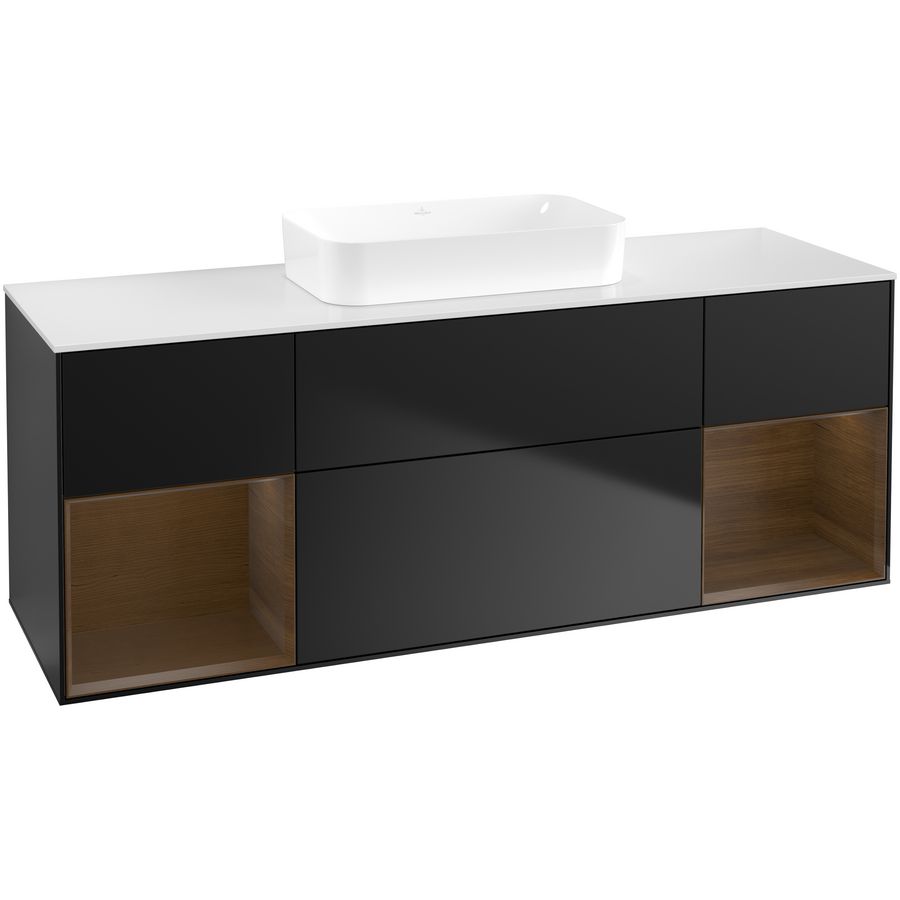 Wastafelonderkast Finion 1600x603x501mm Black Matt Lacquer F741GNPD